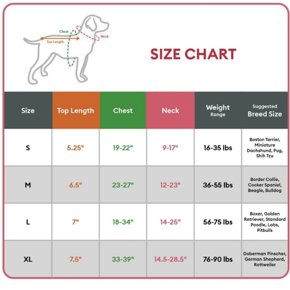kong harness for dogs size chart